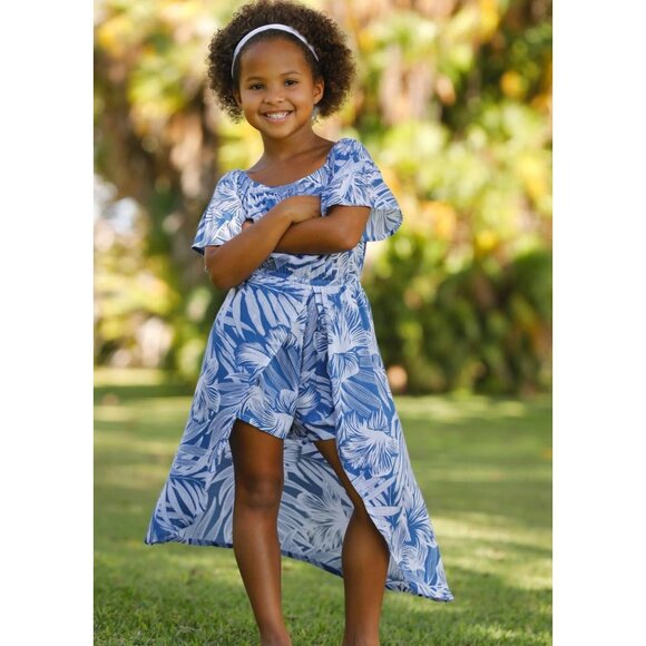 Blue Ginger Hawaii Girls 10 Blue Floral Skort Dress Romper Dress - Picture 5 of 5